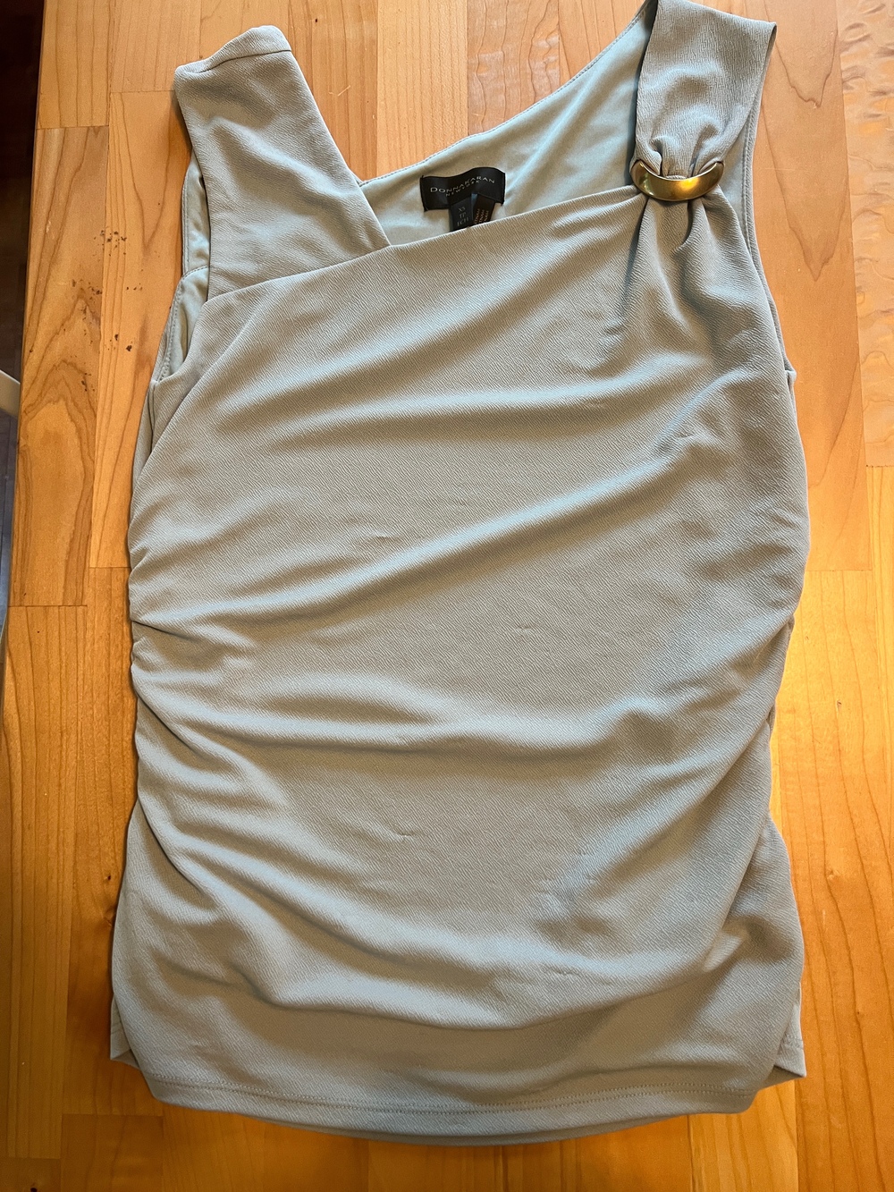 Donna Karan New York Women's Tank Top Gray Size XS Ruched Cowl Neck Ring Detail